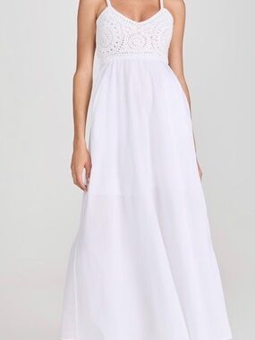 White Crochet Bodice Maxi Dress - Women's Summer Dress